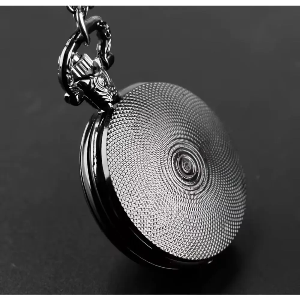 Gothic Raven Crown Pocket Watch Necklace Red Black Vintage Pendant Chain